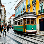 Urban Soundscape**

"A bustling Lisbon street corner, fully clothed people walking by, a vintage tram passing, sounds of street musicians playing Fado music, architectural details of old buildings, appropriate attire, safe for work, perfect anatomy, correct proportions, family-friendly scene, professional photography, high quality, modest."

**