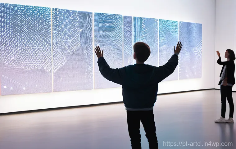 사운드 아트의 세계적 작가와 작품 소개 - **Urban Soundscape Immersion:** A young adult, dressed in contemporary, modest streetwear, stands on...