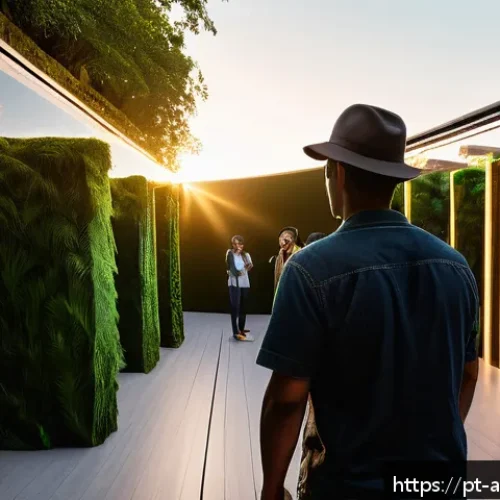 Home 30 사운드 아트의 감정적 효과 분석하기 - An immersive sound art installation inside a modern Brazilian urban park at sunset, featuring divers...