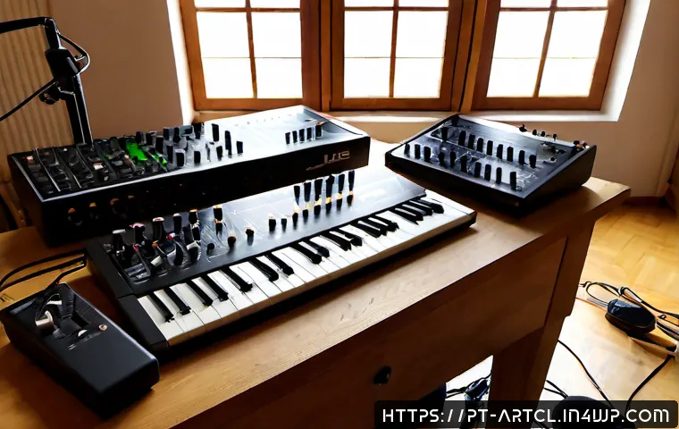 Home 17 사운드 아트 프로젝트에 적합한 음악 장르 - Photorealistic sound art studio in Lisbon, Portugal, a focused artist arranging field-recording micr...